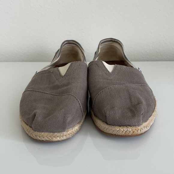 Toms University Ash Grey Striped Espadrille Flats - Picture 2 of 10